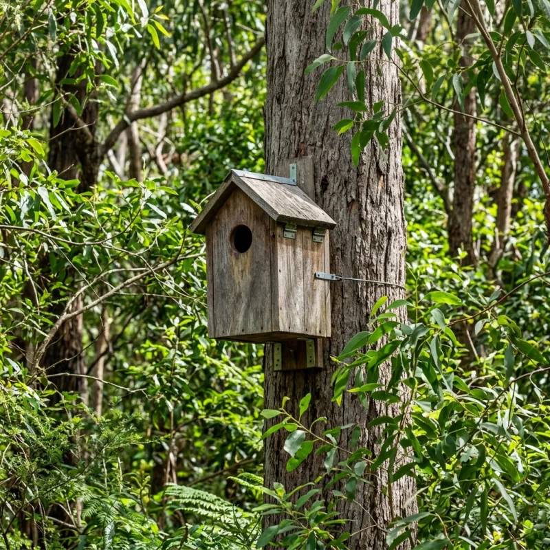 Animal nesting box installed as a humane alternative to a Mount Egerton roof cavity